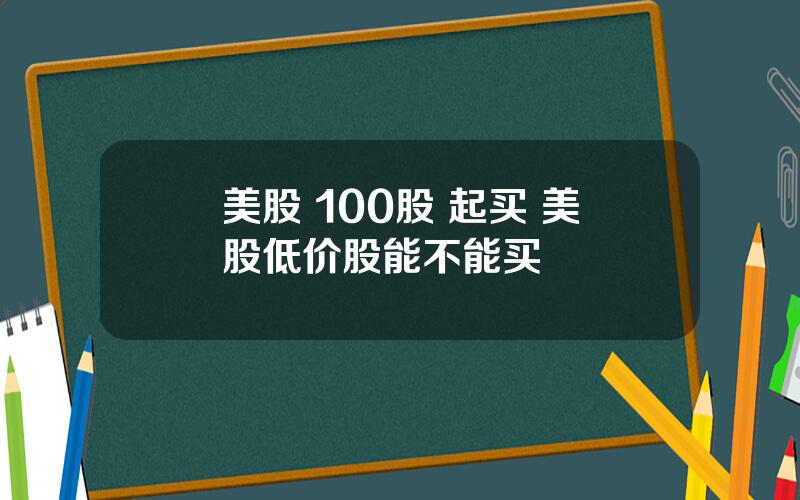 美股 100股 起买 美股低价股能不能买